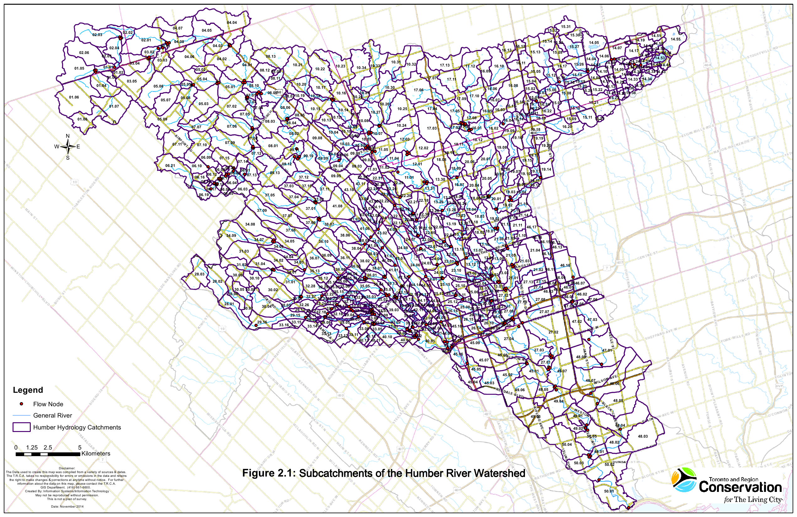 Humber River model showing 714 subcatchments