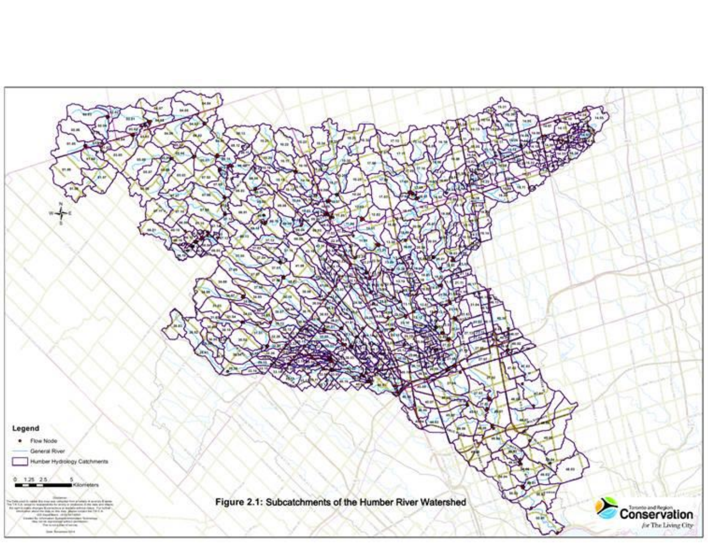 Humber River model showing 714 subcatchments